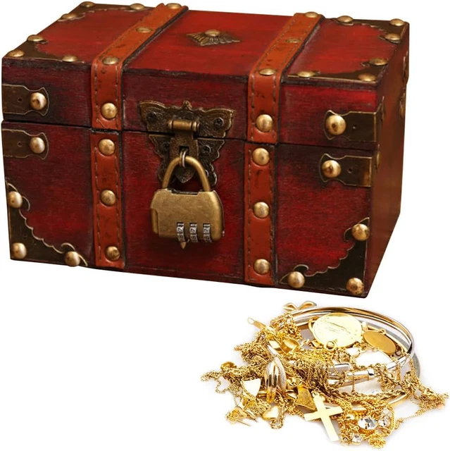 Scrigno Del Tesoro In Legno Vintage - Con Lucchetto Per Conservazione
