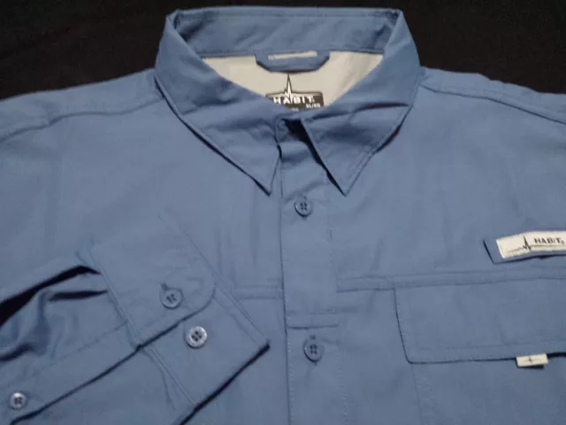 HABIT MENS XL Shirt Long Sleeve Hidden Button-Down Solid Blue