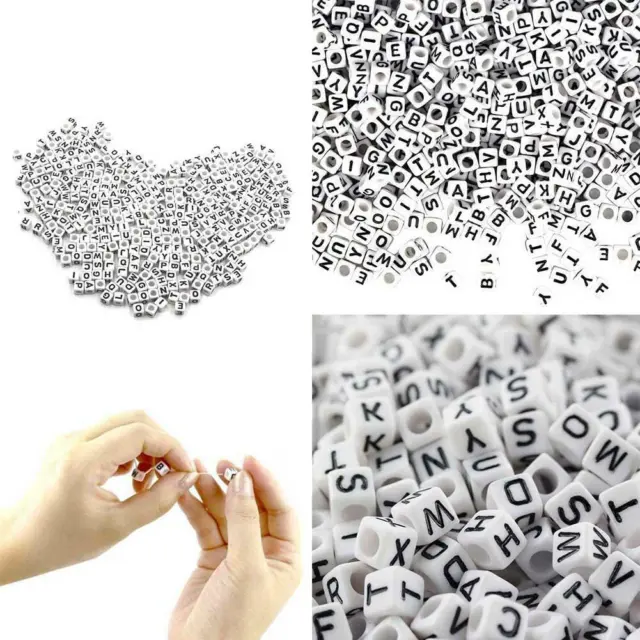 100x Spacer Acrylic Beads DIY Cube Making Loose Mixed E2G8 Alphabet Letter Z4R2