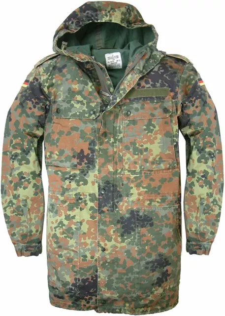 Army Jacket German Parka Original Military Hooded Field Combat Flecktarn Camo