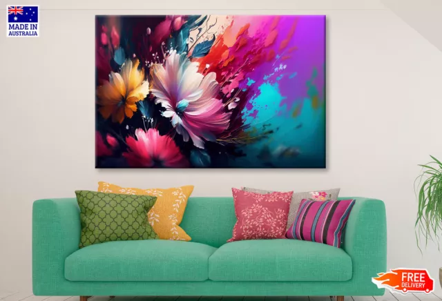 Abstract Colorful Flowers Painting Wall Art Limited Edition High Quality Print