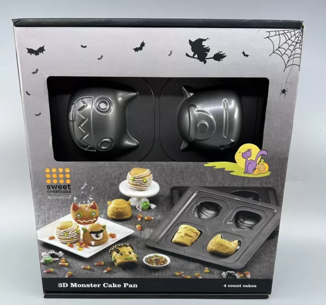 Halloween Sweet Creations Good Cook 3D Monster Pastel Sartén de metal 4 unidades pasteles