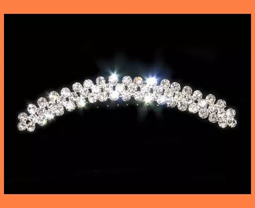 Clear Austrian Rhinestone Crystal Tiara Hair Comb Wedding Prom 00303 Silver