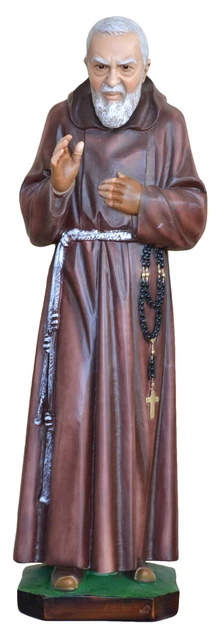 Statue Saint Padre Pio Résine Peinte Main Italie – 15 Cm – Objet De Dévotion Artisanale