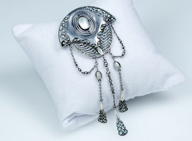 Broche Vintage Paon Marcasite Émail Argent 935 - Bijou Ancien ZZ109 - Occasion Sans Marque