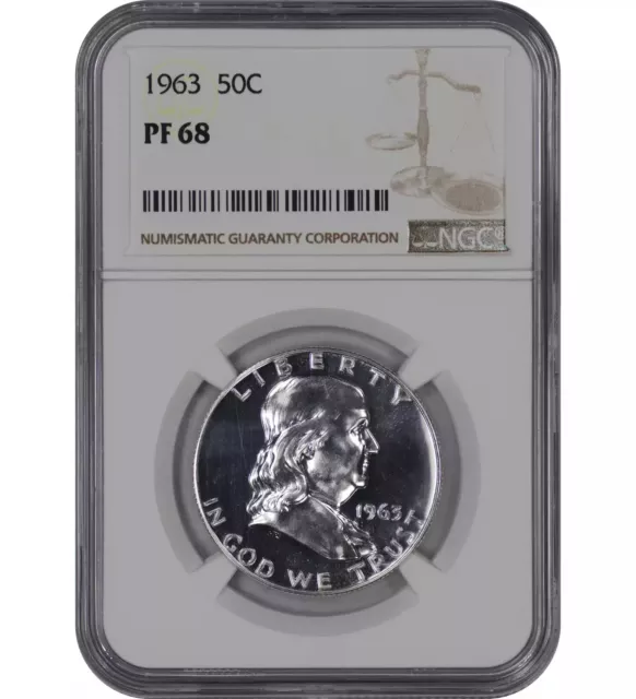 1963 Proof Franklin Half Dollar 50C Ngc Certified Pf 68 - Spot Haze Free