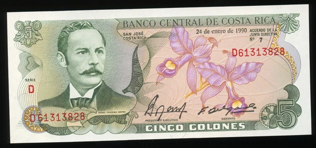 Costa Rica - 5 Colones - 24 Enero 1990