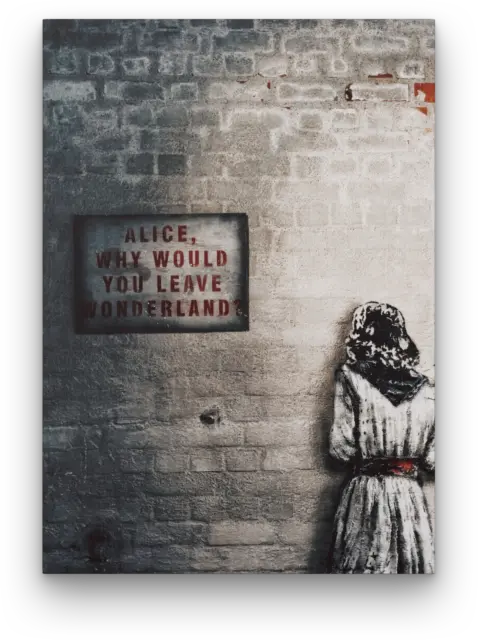 Banksy? Alice Out Of Wonderland Canvas Picture Print Wall Art Framed E10