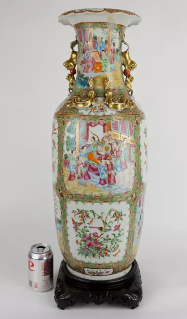 Huge Antique Chinese Canton Famille Rose Porcelain Floor Vase 19thC QING H63.5cm