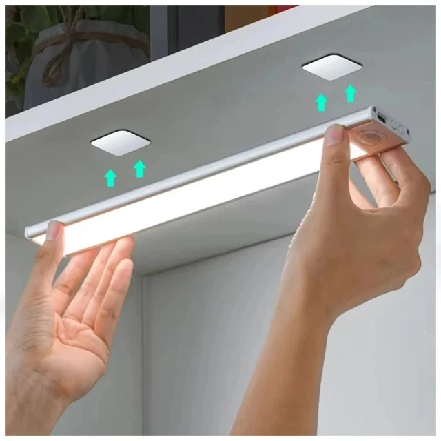 USB Rechargeable LED Motion Sensor Under Cabinet Light - Closet Kitchen Lamp Strip