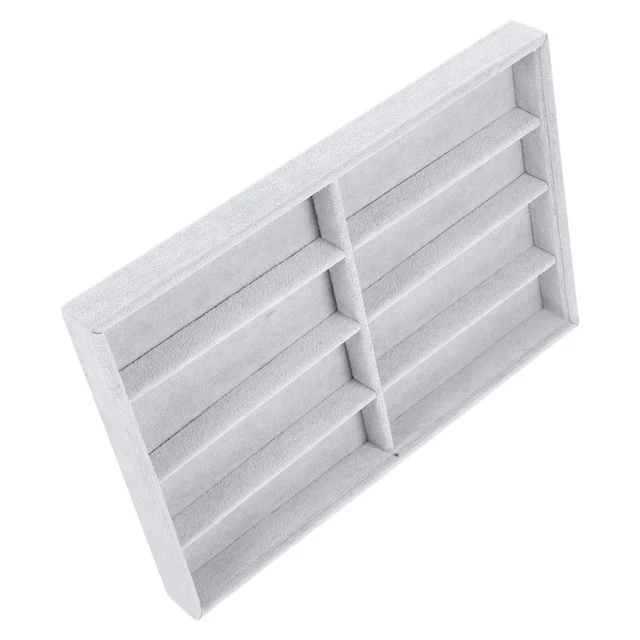 Bandeja Organizadora De Gafas De Sol Con Tapa - Terciopelo Beige, 13.8x9.6 Pulgadas, Para Joyas O Exhibición