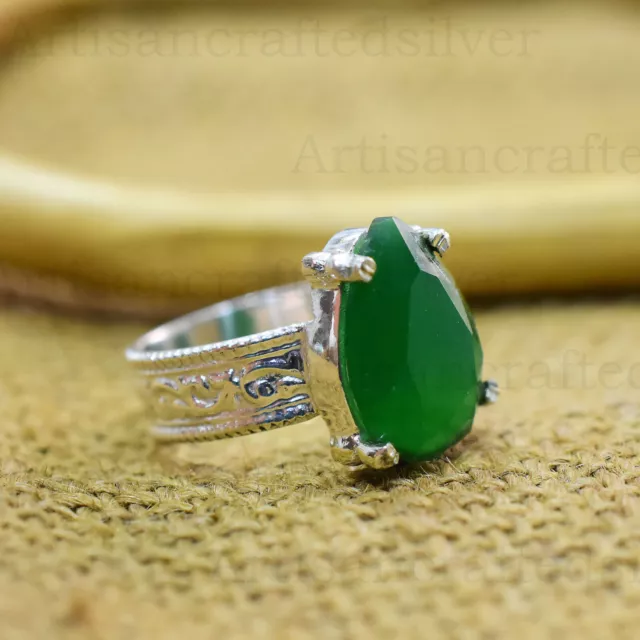 Anillo de plata esterlina 925 con piedras preciosas esmeralda, joyería de...