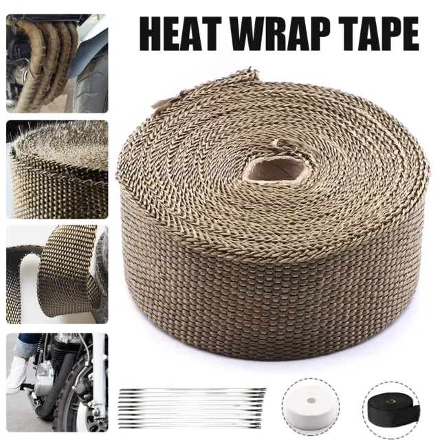 5M Motorcycle Exhaust Manifold Downpipe Thermal Heat Wrap Insulation Roll Tape