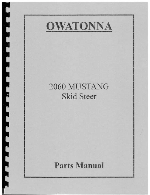 Skid STEER Service PARTS Manual Fits Mustang 2060 Skid STEER Model 2060
