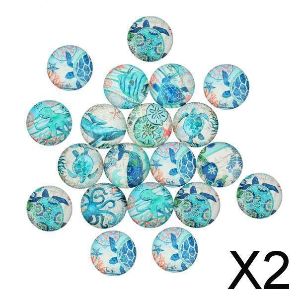 2X 20 Stück Ocean Handgemachte Flatback Glas Cabochon Dome Cameo Schmuck