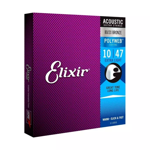 ELIXIR 11000 Polyweb 80/20 Bronze Extra Light ❘ Gitarrensaiten ❘ .010-.047