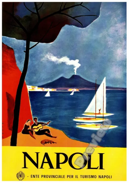 ITALY NAPOLI Vintage Retro Travel Railways Print Poster Wall Art Picture A4 +