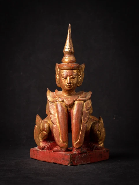 Antique wooden Burmese Nat statue from Burma, 19th century