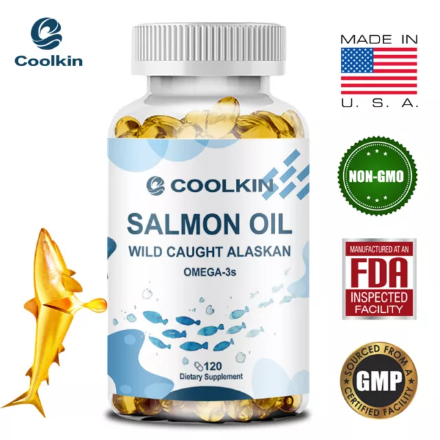 Aceite de salmón ALASKAN - Omega-3, EPA, DHA - Salud cerebral y cardíaca, colesterol bajo