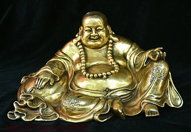Chinese Buddhism temple Brass Copper Happy Laugh Maitreya Buddha wealth Statue