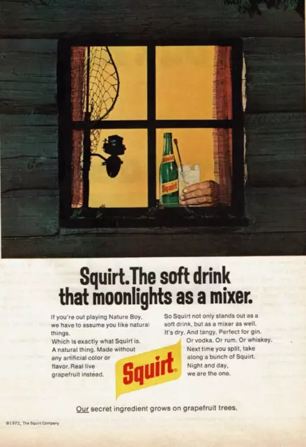 1972 Vintage Print Ad Squirt The soft drink that moonlights as a mixer Window