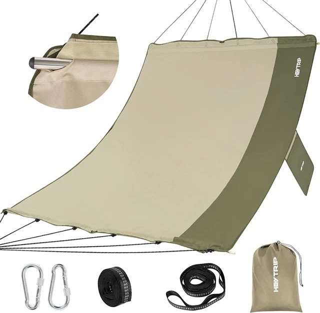 HEYTRIP Camping Hammocks, 2 Person Hammock with Detachable Spreader Olive