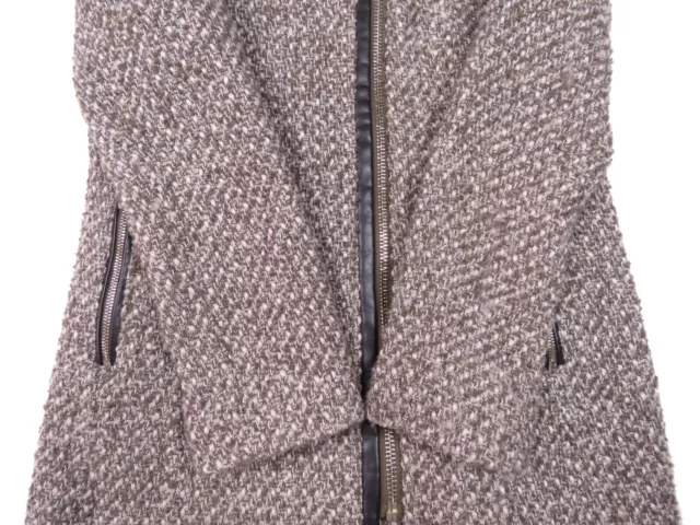 NWOT Calvin Klein Wool Blend Tweed Womens Asymmetrical Full Zip Coat Jacket S 3