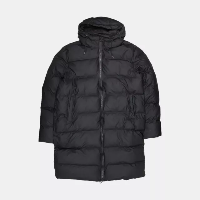 Rains Long Puffer Jacket / Size L / Mid-Length / Mens / Black / Polyurethane