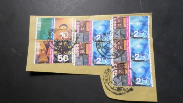 HONG-KONG CHINE LOT timbres sur fragment oblitérés