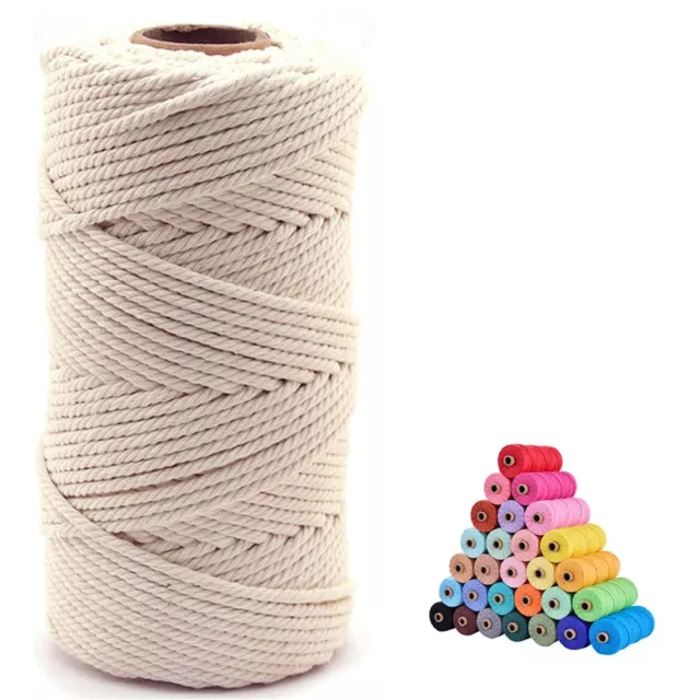 Macrame Cord,3mm x109 Yards 100% Natural Macrame Cords Colored Cotton