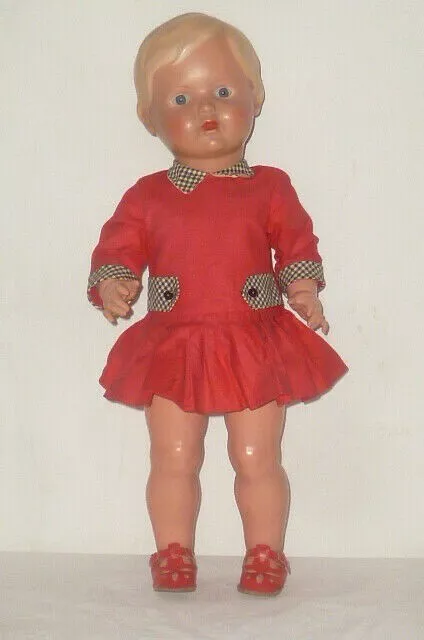 Alte Schildkröt Puppe Christel blond Schildkrötpuppe 49cm Doll pouppee Puppen