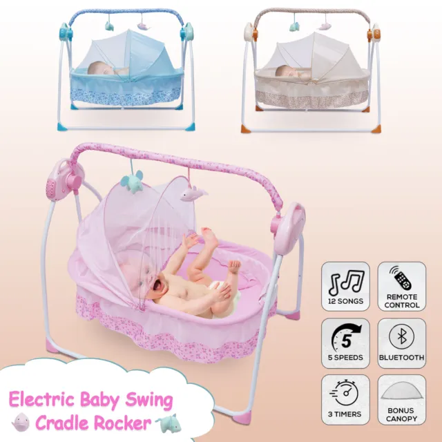 Elektrische Babyschaukel Babywippe 90*50*83cm Babyliege Wippe Wiege  Matratzen