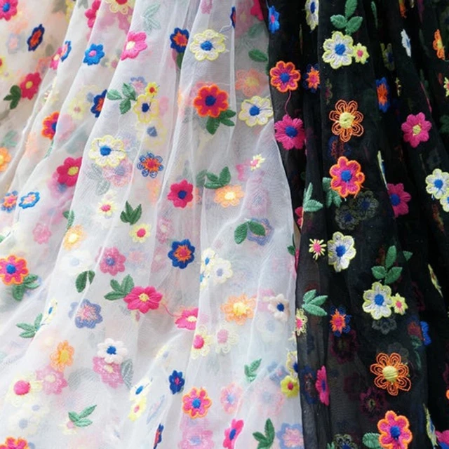 Tela de encaje bordado floral hágalo usted mismo cortinas decoración malla ligera suave