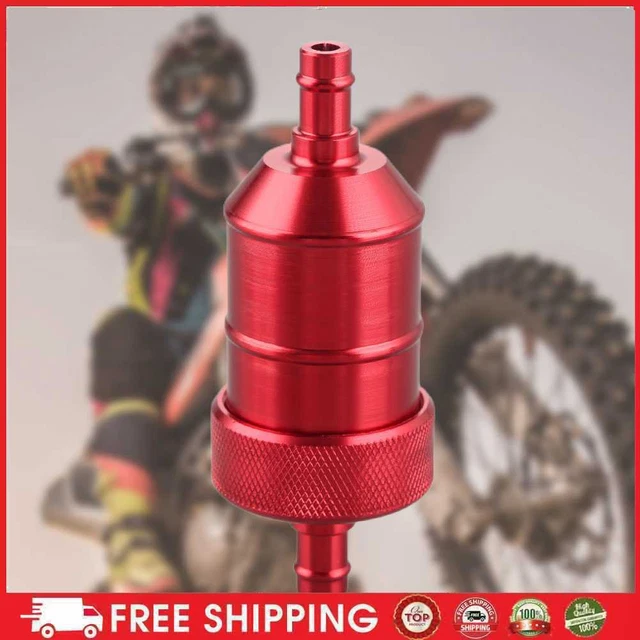 Filtro de combustible de gas 8 mm aleación de aluminio limpiador de gasolina para motocicletas (rojo)
