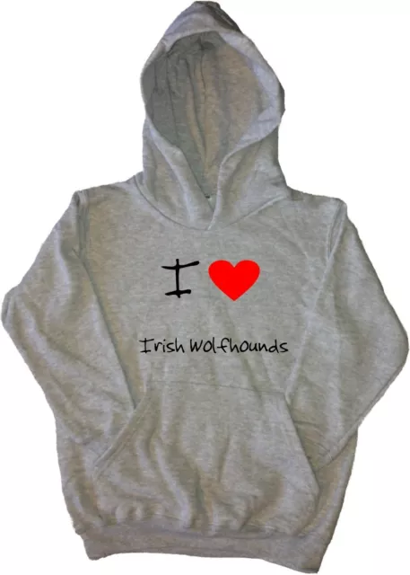 I Love Heart Irish Wolfhounds Kinder Hoodie Sweatshirt
