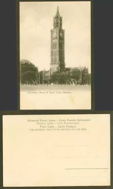 India Old Postcard University Library and Clock Tower, Bombay, School Buildings
