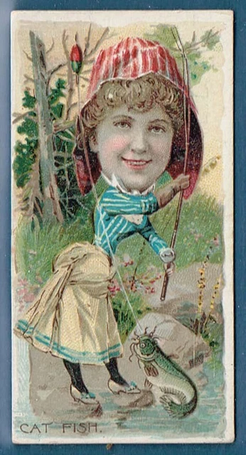 N74 Duke tobacco cigarette card Fishers and Fish Cat Fish (with girl) Ex