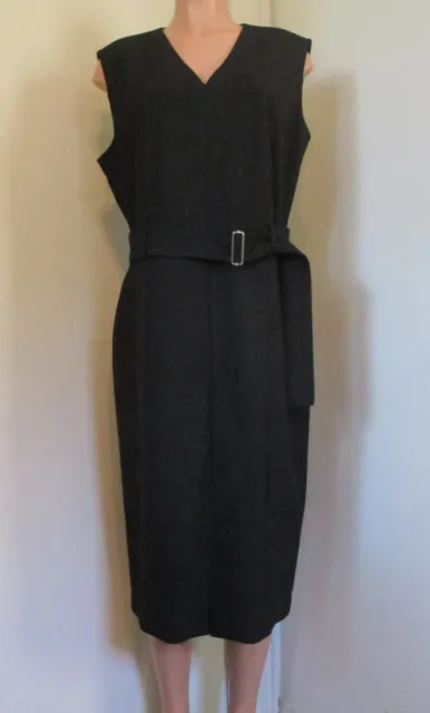 Boss Hugo Boss Dadorina Black Sleeveless Detached Belt Lined Sheath Dress,Us 14