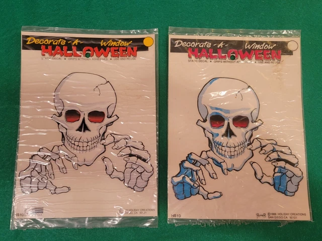 2 calcomanías de calavera vintage de lote antiguo creaciones navideñas selladas