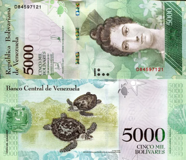 VENEZUELA 5000 Bolivares Banknote World Paper Money Currency Pick p97c 2017 Bill