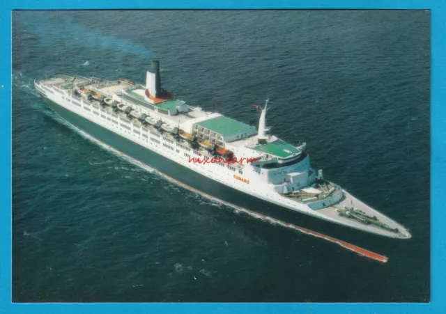 Original Postkarte Cunard Line QUEEN ELIZABETH 2 Steuerbord Ansicht Japan