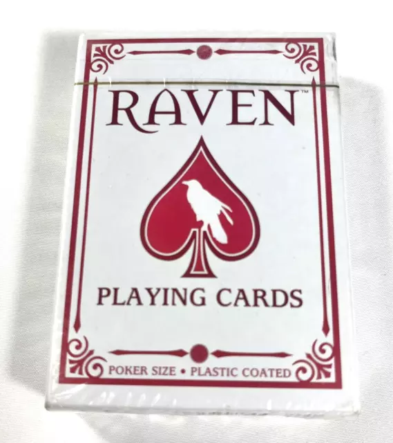 Mazo de cartas de juego vintage con índice jumbo talla Raven rojo/blanco sellado