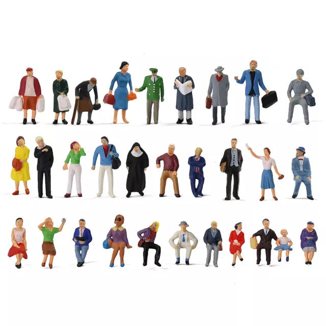 30pcs HO scale 1:87 Well Painted Standing Seated People Different Model Figures