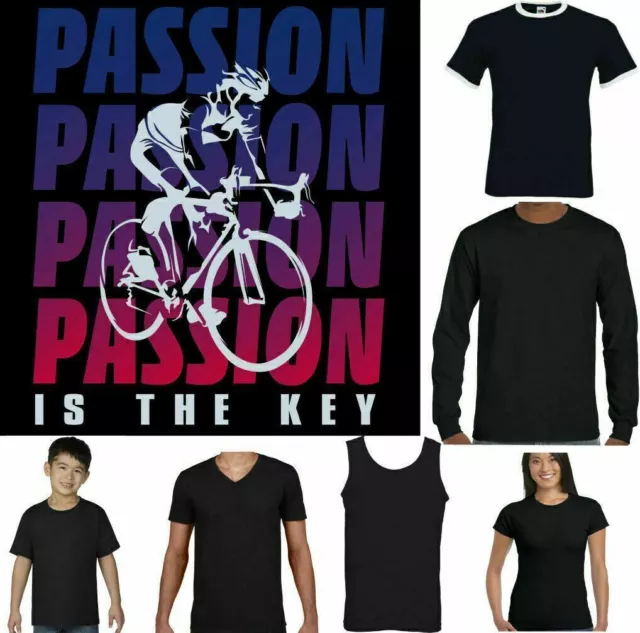 Ciclismo T-Shirt Uomo Divertente Passione È Chiave Strada Racer Bici Bicicletta