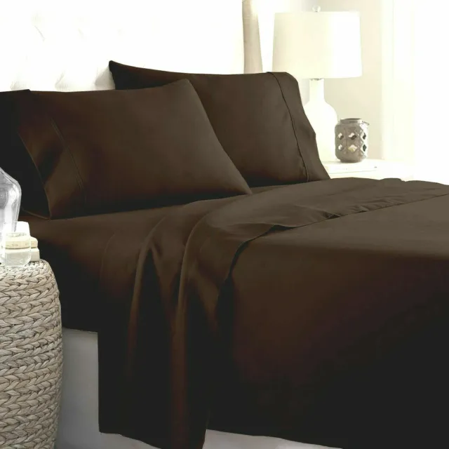 Egyptian Cotton 1000 TC Pretty Bedding Items Chocolate Solid Select Item & Size