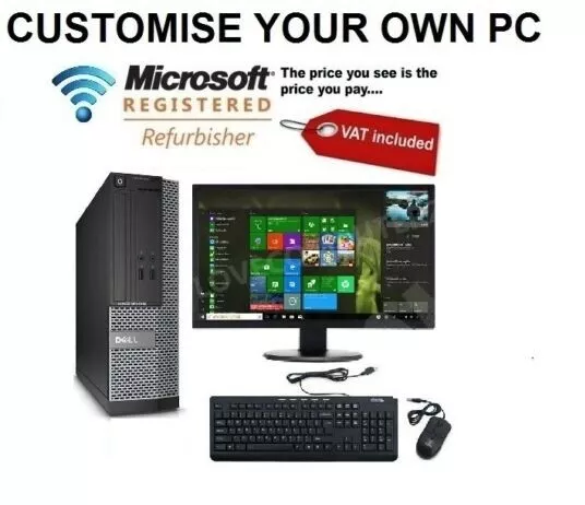 FULL DELL/HP Core i5,i3 DESKTOP TOWER PC&LCD COMPUTER , WINDOWS 10 &8GB 3TB