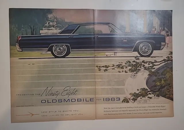 Oldsmobile Ninety-Eight Blue Print Ad 1963 16x11 Vintage