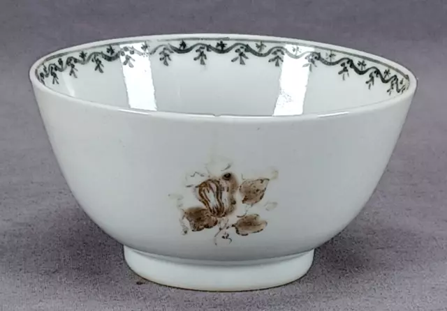 18th Century Chinese Export Hand Painted Black & Gold Porcelain Tea Bowl