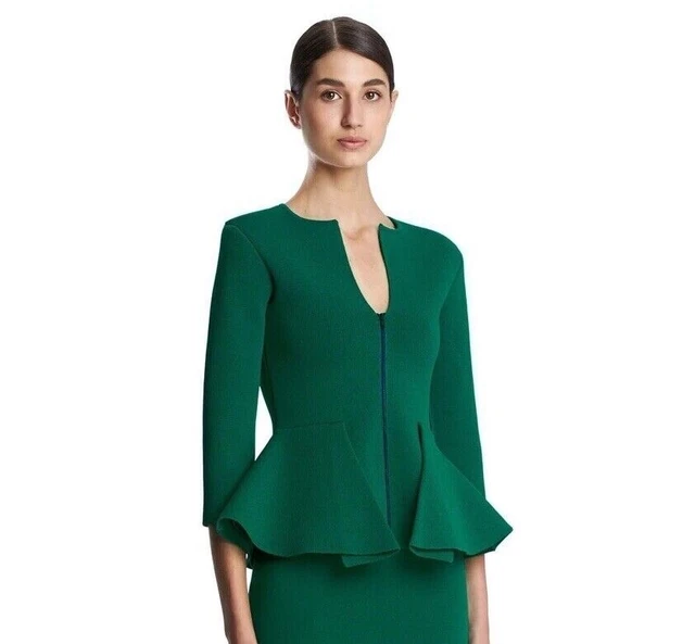 SCANLAN THEODORE WOMAN'S Emerald Green Crepe Knit Peplum Hem