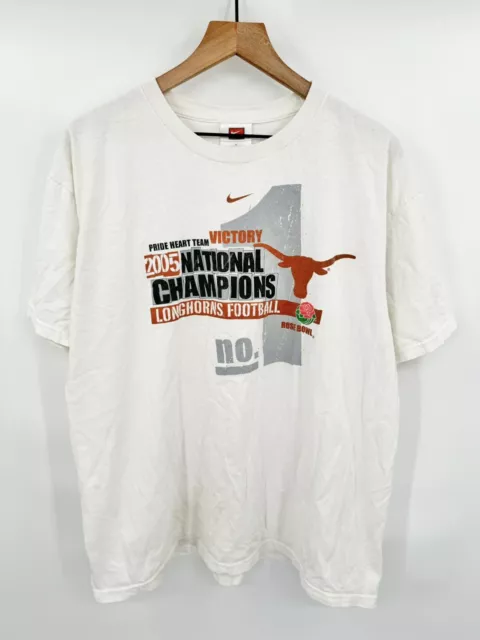 Vintage Texas Longhorns Football Nike T-Shirt 2005 National Champions Size Large